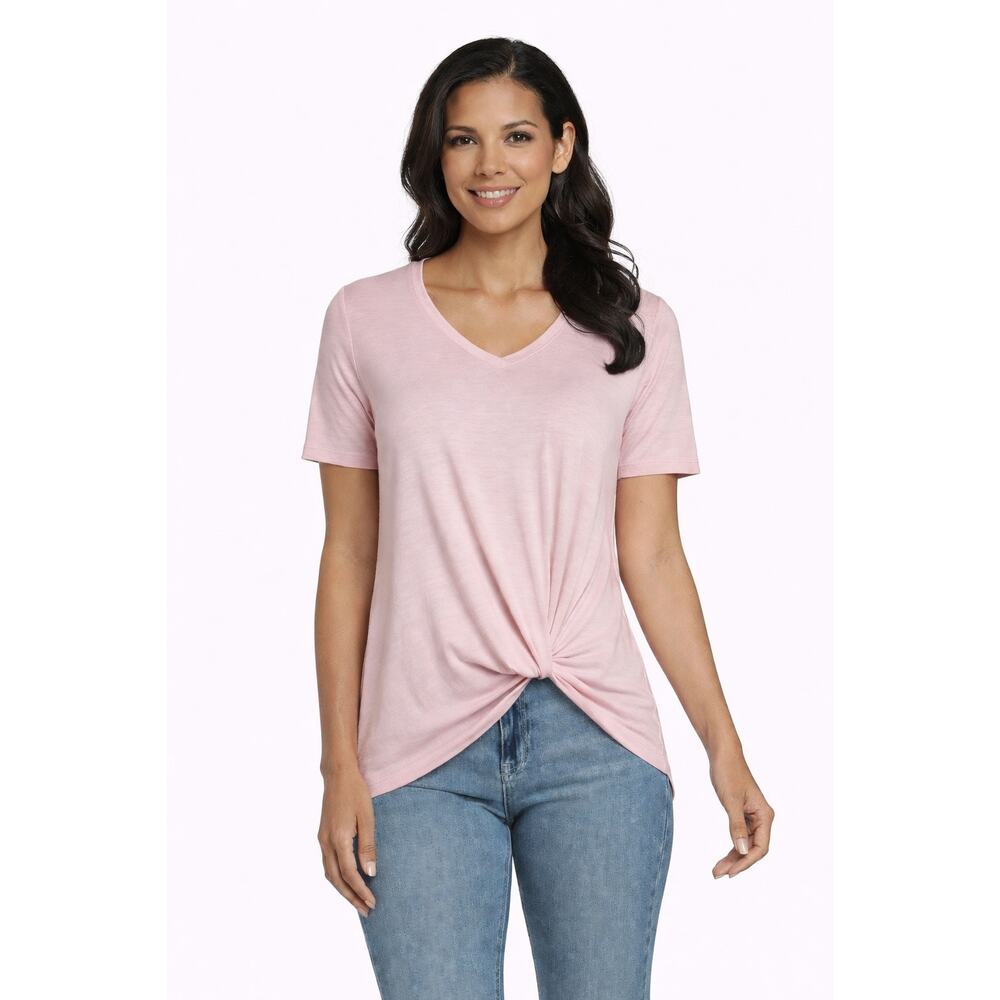 Matty M Twist Front Tee Women M Pink NWT Soft Summer Top